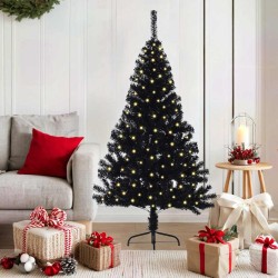 Sapin de Noël artificiel pré-éclairé Noir 150 cm PVC 543892543892