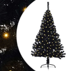 Sapin de Noël artificiel pré-éclairé Noir 150 cm PVC 543892543892