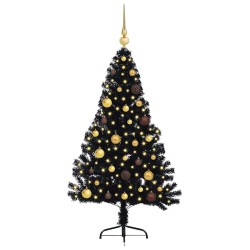 Sapin de Noël artificiel pré-éclairé Noir 150 cm PVC 543893543893