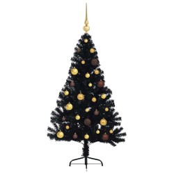 Sapin de Noël artificiel pré-éclairé Noir 150 cm PVC 543893543893
