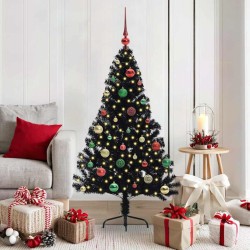 Sapin de Noël artificiel pré-éclairé Noir 150 cm PVC 543894543894