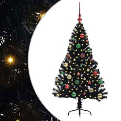 Sapin de Noël artificiel pré-éclairé Noir 150 cm PVC 543894543894