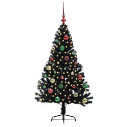 Sapin de Noël artificiel pré-éclairé Noir 150 cm PVC 543894543894