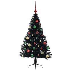 Sapin de Noël artificiel pré-éclairé Noir 150 cm PVC 543894543894