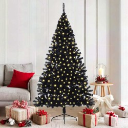 Sapin de Noël artificiel pré-éclairé Noir 180 cm PVC 543895543895