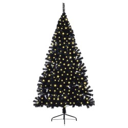 Sapin de Noël artificiel pré-éclairé Noir 180 cm PVC 543895543895