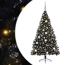 Sapin de Noël artificiel pré-éclairé Noir 180 cm PVC 543896543896