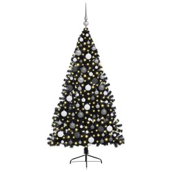 Sapin de Noël artificiel pré-éclairé Noir 180 cm PVC 543896543896
