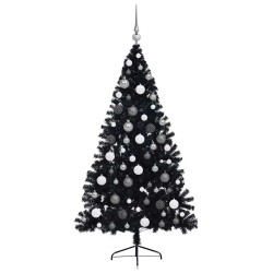 Sapin de Noël artificiel pré-éclairé Noir 180 cm PVC 543896543896