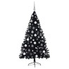 Sapin de Noël artificiel pré-éclairé Noir 180 cm PVC 543896543896