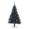 Sapin de Noël artificiel pré-éclairé Noir 150 cm PVC 543897543897