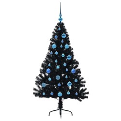 Sapin de Noël artificiel pré-éclairé Noir 150 cm PVC 543897543897