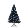 Sapin de Noël artificiel pré-éclairé Noir 150 cm PVC 543897543897