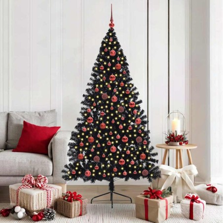 Sapin de Noël artificiel pré-éclairé Noir 180 cm PVC 543898543898