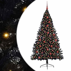 Sapin de Noël artificiel pré-éclairé Noir 180 cm PVC 543898543898