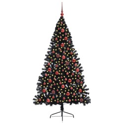 Sapin de Noël artificiel pré-éclairé Noir 180 cm PVC 543898543898