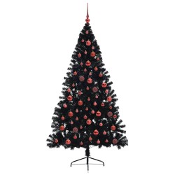 Sapin de Noël artificiel pré-éclairé Noir 180 cm PVC 543898543898