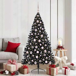Sapin de Noël artificiel pré-éclairé Noir 180 cm PVC 543899543899