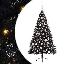 Sapin de Noël artificiel pré-éclairé Noir 180 cm PVC 543899543899