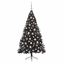 Sapin de Noël artificiel pré-éclairé Noir 180 cm PVC 543899543899