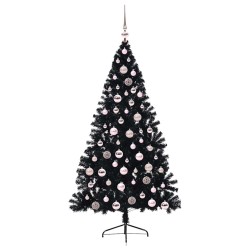 Sapin de Noël artificiel pré-éclairé Noir 180 cm PVC 543899543899