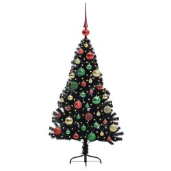 Sapin de Noël artificiel pré-éclairé Noir 120 cm PVC 543901543901
