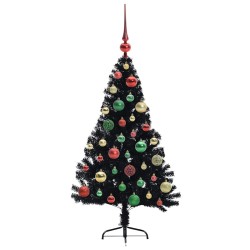 Sapin de Noël artificiel pré-éclairé Noir 120 cm PVC 543901543901