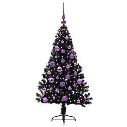 Sapin de Noël artificiel pré-éclairé Noir 120 cm PVC 543903543903