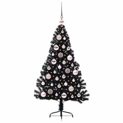 Sapin de Noël artificiel pré-éclairé Noir 120 cm PVC 543904543904