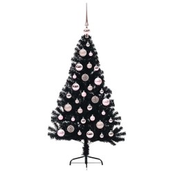 Sapin de Noël artificiel pré-éclairé Noir 120 cm PVC 543904543904