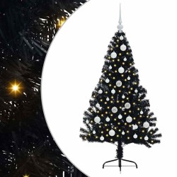 Sapin de Noël artificiel pré-éclairé Noir 120 cm PVC 543905543905