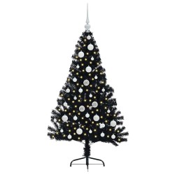 Sapin de Noël artificiel pré-éclairé Noir 120 cm PVC 543905543905
