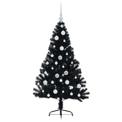 Sapin de Noël artificiel pré-éclairé Noir 120 cm PVC 543905543905