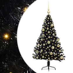 Sapin de Noël artificiel pré-éclairé Noir 120 cm PVC 543906543906