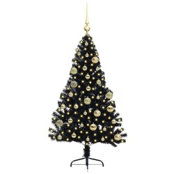Sapin de Noël artificiel pré-éclairé Noir 120 cm PVC 543906543906