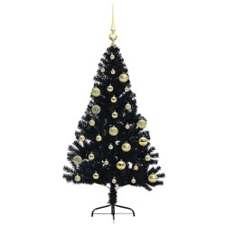 Sapin de Noël artificiel pré-éclairé Noir 120 cm PVC 543906543906