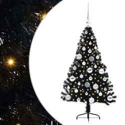 Sapin de Noël artificiel pré-éclairé Noir 120 cm PVC 543907543907