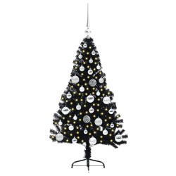 Sapin de Noël artificiel pré-éclairé Noir 120 cm PVC 543907543907