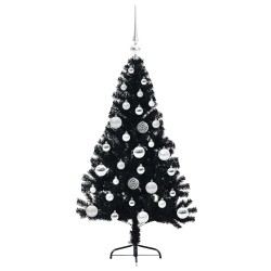 Sapin de Noël artificiel pré-éclairé Noir 120 cm PVC 543907543907