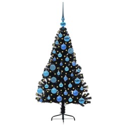 Sapin de Noël artificiel pré-éclairé Noir 120 cm PVC 543908543908
