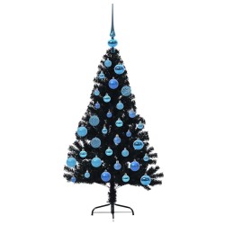 Sapin de Noël artificiel pré-éclairé Noir 120 cm PVC 543908543908