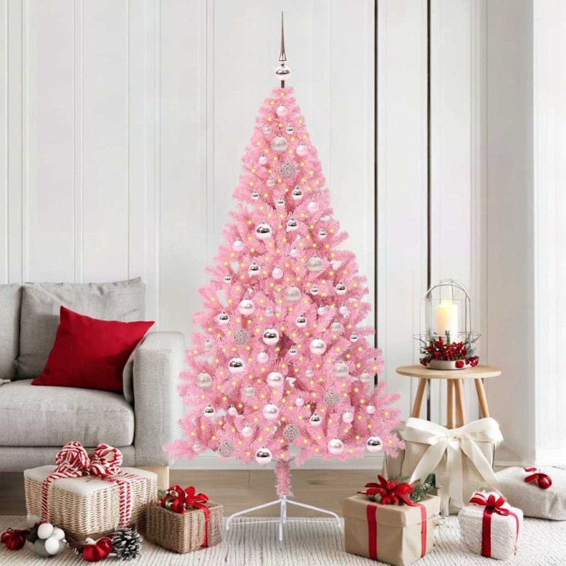 Sapin de Noël artificiel pré-éclairé Rose 180 cm PVC 543909543909