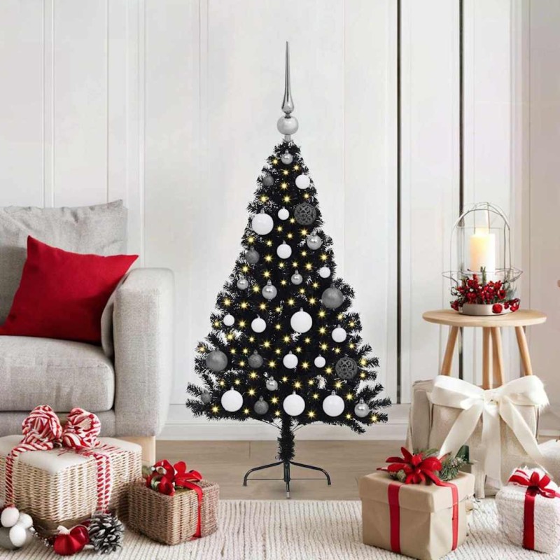 Sapin de Noël artificiel pré-éclairé Noir 120 cm PVC 543910543910