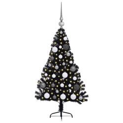 Sapin de Noël artificiel pré-éclairé Noir 120 cm PVC 543910543910