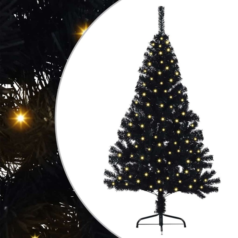 Sapin de Noël artificiel pré-éclairé Noir 120 cm PVC 543911543911