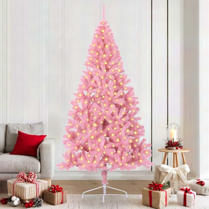 Sapin de Noël artificiel pré-éclairé Rose 210 cm PVC 543912543912