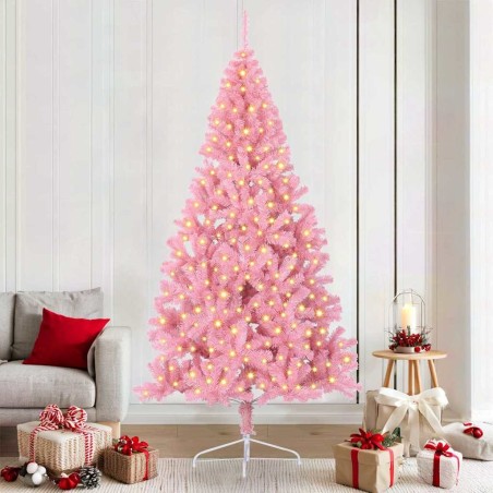Sapin de Noël artificiel pré-éclairé Rose 210 cm PVC 543912543912