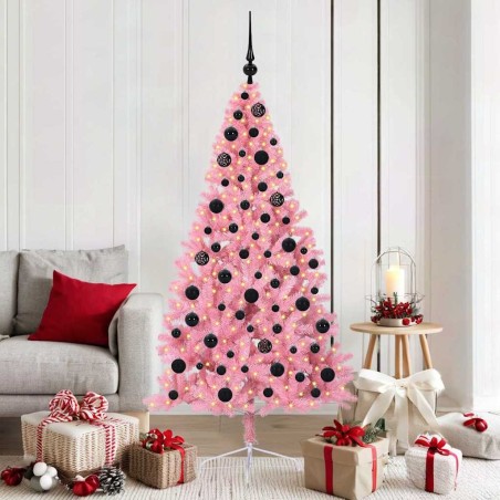 Sapin de Noël artificiel pré-éclairé Rose 180 cm PVC 543914543914