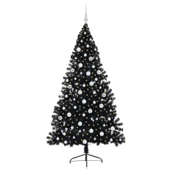 Sapin de Noël artificiel pré-éclairé Noir 180 cm PVC 543915543915