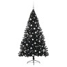 Sapin de Noël artificiel pré-éclairé Noir 180 cm PVC 543915543915